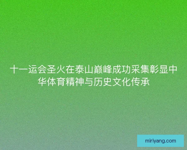 十一运会圣火在泰山巅峰成功采集彰显中华体育精神与历史文化传承