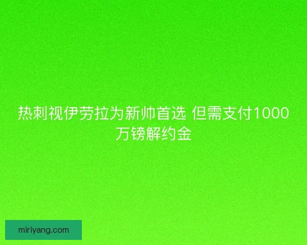 热刺视伊劳拉为新帅首选 但需支付1000万镑解约金