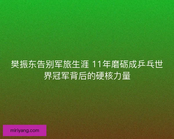 樊振东告别军旅生涯 11年磨砺成乒乓世界冠军背后的硬核力量